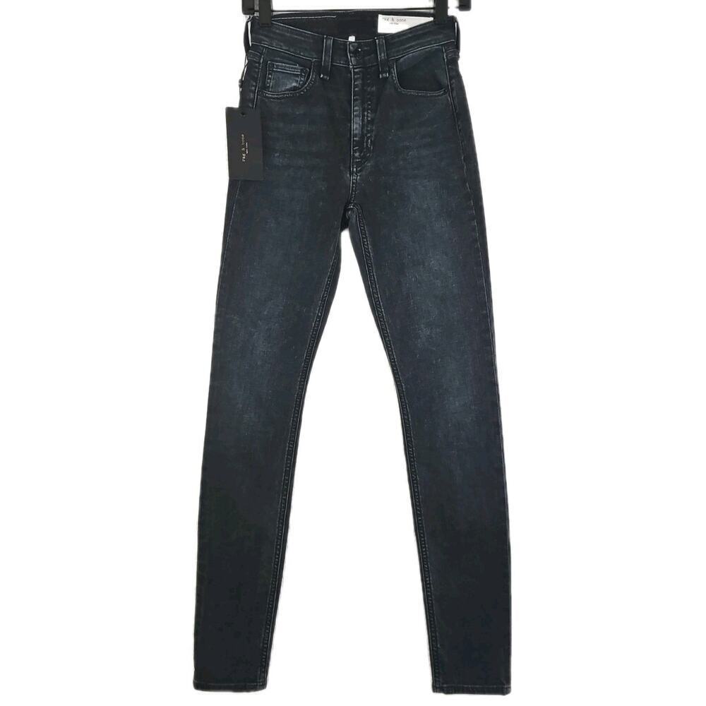 rag & bone~Woman Size 23~Black Nina High Rise Skinny Denim Pocket Logo Jeans NWT